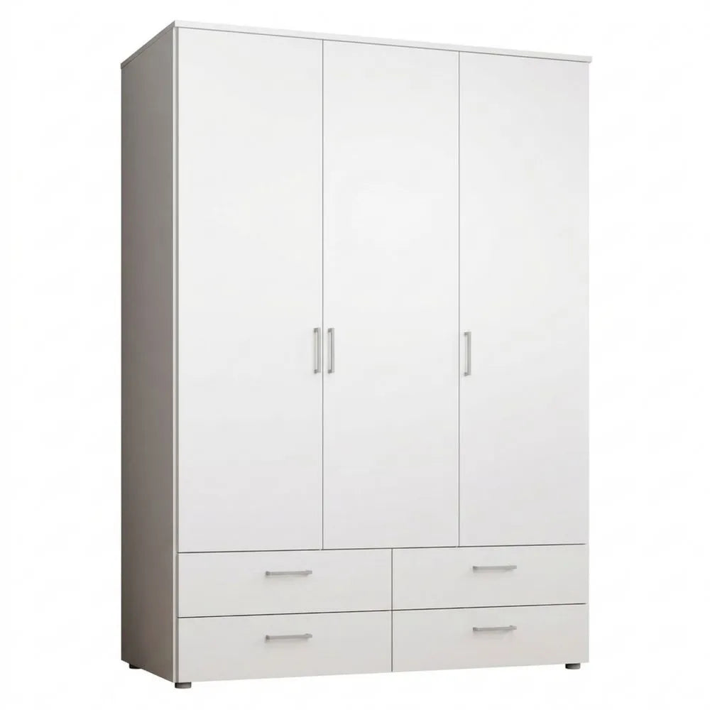 Weißer Kleiderschrank mit Drehtüren, 3-türig, vielseitig einsetzbar
