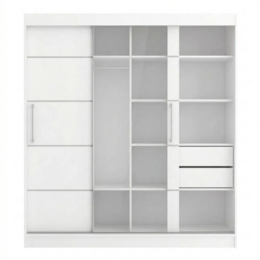 Großer Schwebetürenschrank mit Spiegel und Schubladen