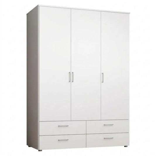 Weißer Kleiderschrank mit Drehtüren, 3-türig, vielseitig einsetzbar