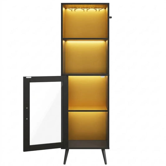 Eleganter Barschrank mit LED-Beleuchtung und Weinregal
