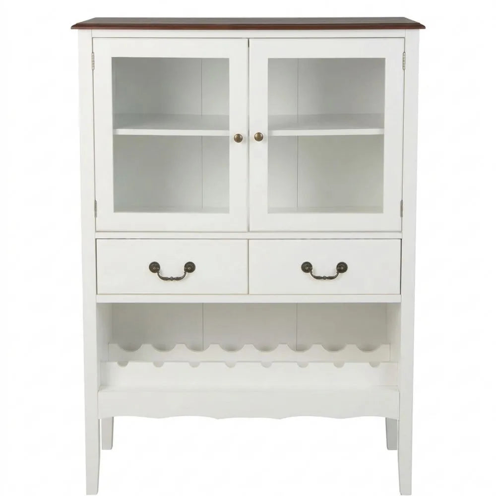 Moderner Weinschrank mit Glastüren und Schubladen, Flaschenhalter für 8 Flaschen, Kippsicherung, Maße 90x40x126,5 cm