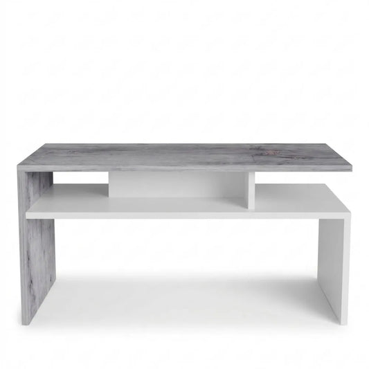Moderner Couchtisch mit Stauraum im Industrial Stil, Betonoptik, 90x50x45 cm, pflegeleicht