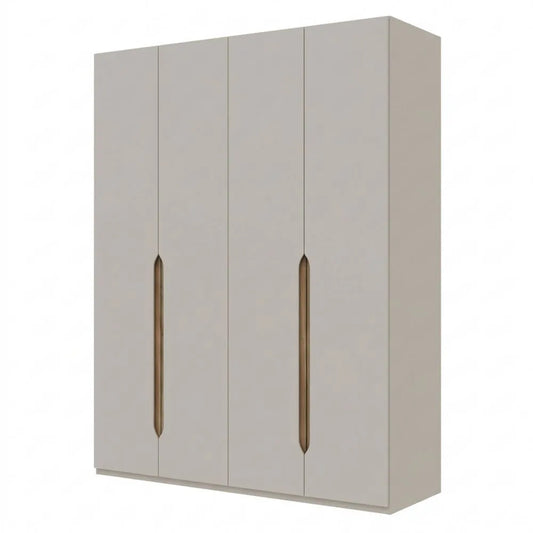 Moderner 4-türiger Kleiderschrank mit abgerundeten Griffmulden, Holzwerkstoff in Kaschmir Beige